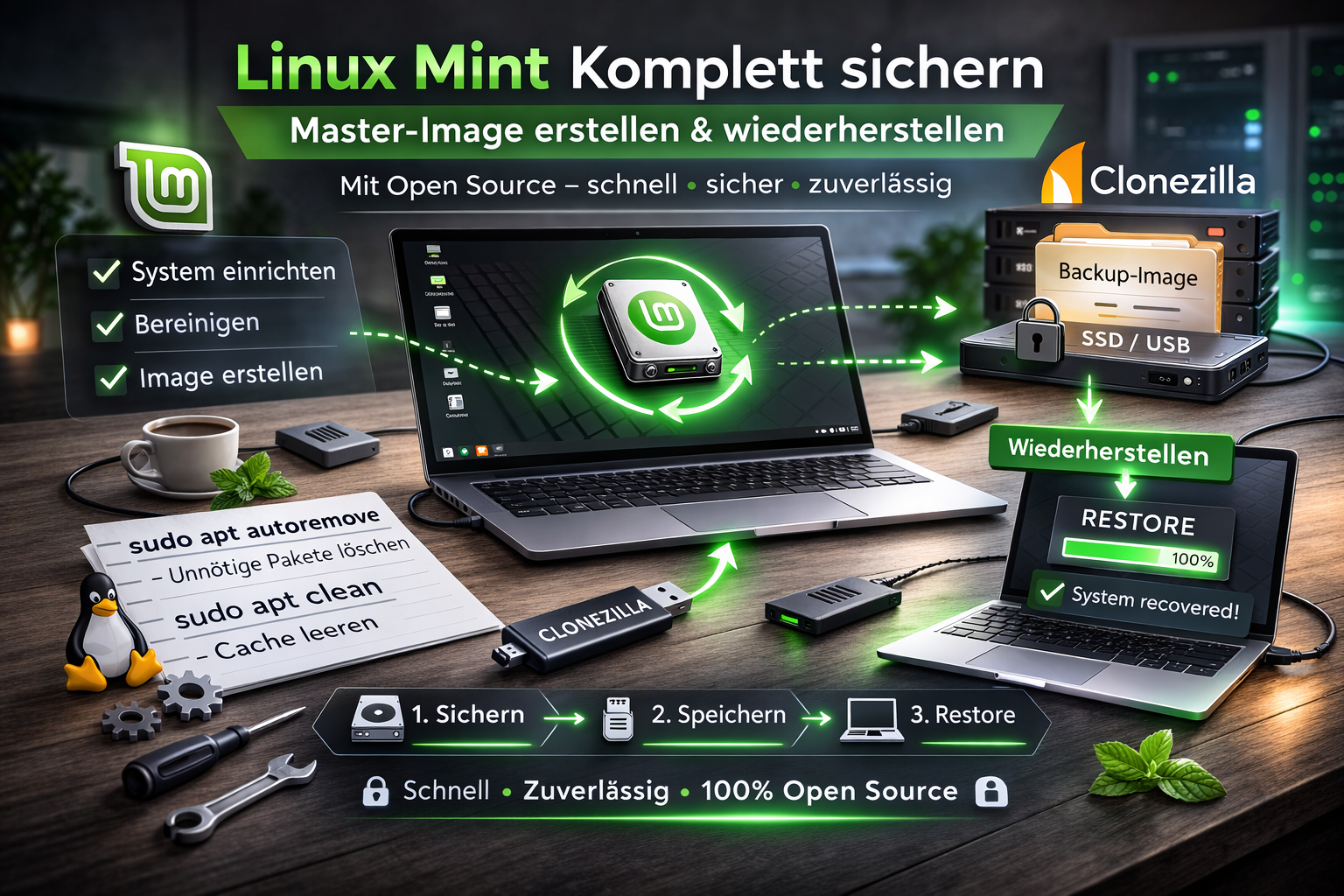 Du betrachtest gerade Linux komplett sichern – mit Open Source ein sauberes Master-Image erstellen mit CloneZilla